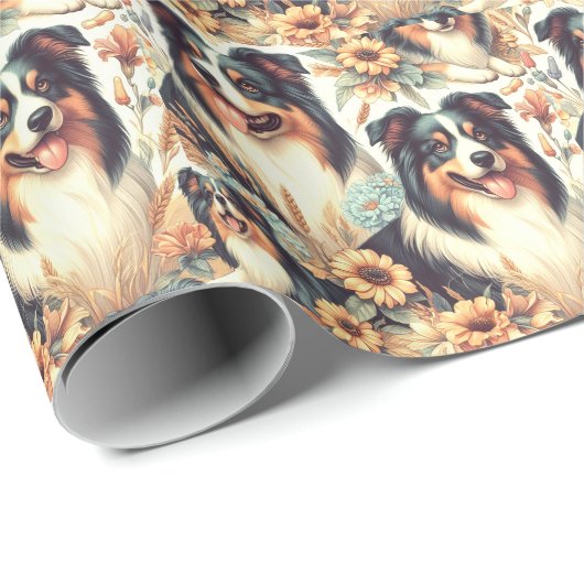 Schattigee Australische herder schilderij Cadeaupapier (Rol Hoek)