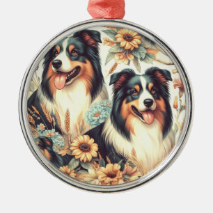 Schattigee Australische herder  schilderij Metalen Ornament
