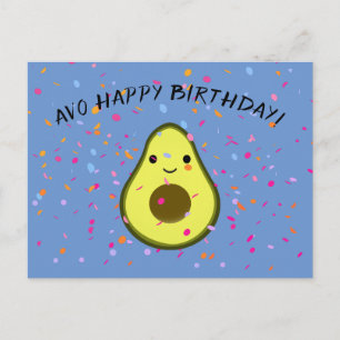 Schattigee Avo Happy Birthday Avocado Pun Briefkaa Feestdagenkaart