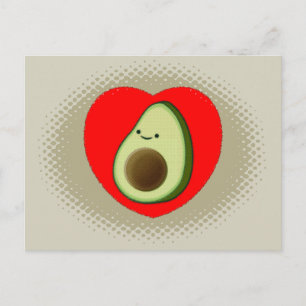 Schattigee avocado Cartoon in rood hart salie groe Briefkaart