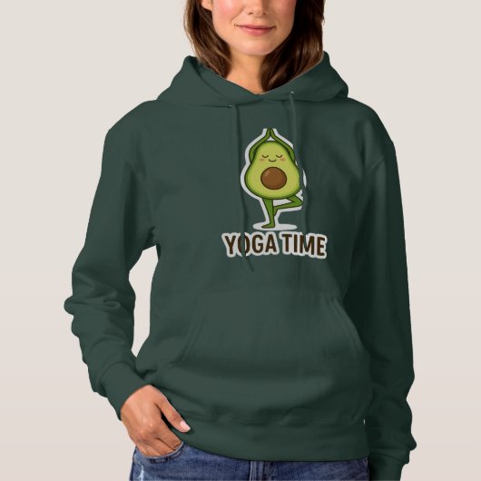 Schattigee Avocado Doen Yoga Sticker Hoodie (Voorkant)