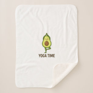 Schattigee Avocado Doen Yoga Sticker Sherpa Deken