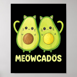 Schattigee Avocado Kitten Pun Funny Kawaii Food An Poster