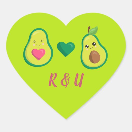 Schattigee avocado liefde hart sticker (Voorkant)