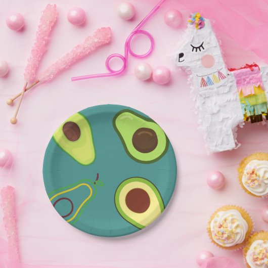 Schattigee Avocado slice zomer Groene gradiënt Pat Papieren Bordje (Feest)