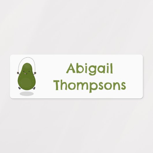 Schattigee avocado sprong touw cartoon gepersonali labels (Design 2)