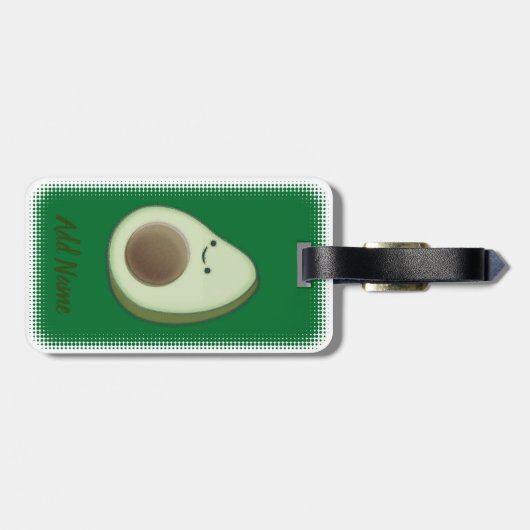 Schattigee avocado tekening aangepaste groen bagagelabel (Achterkant horizontaal)