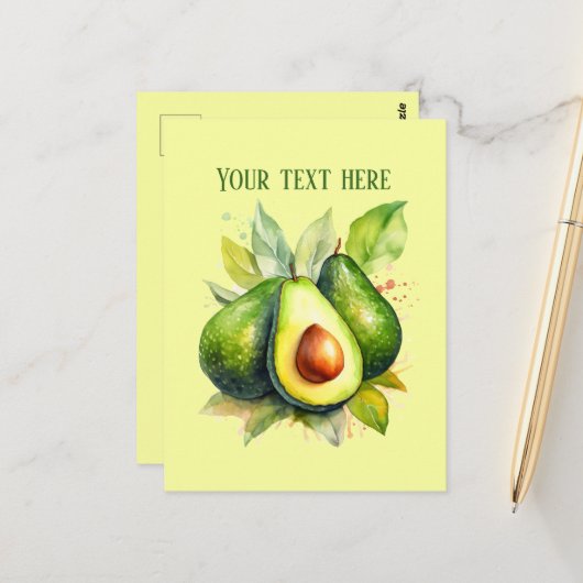 Schattigee avocado Voeg bericht toe Briefkaart (Voorkant / Achterkant in situ)