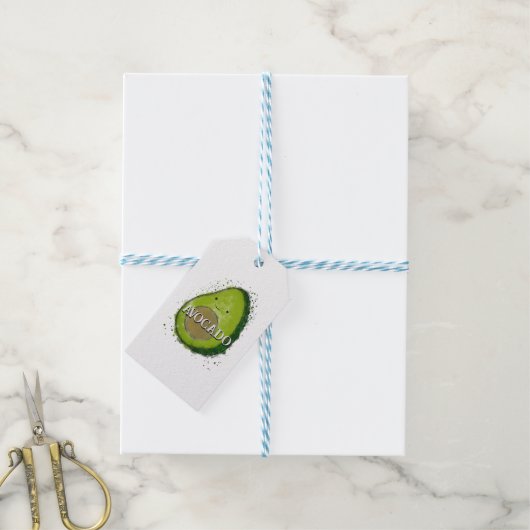 Schattigee avocado-Waterverf Cadeaulabel (Met Touw)