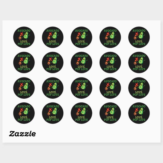 Schattigee avocado's dansen samen Avocado Love Pop Ronde Sticker (Vel)