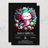 Schattigee Axolotl afdrukbare verjaardagsviering Kaart (Voorkant / Achterkant)