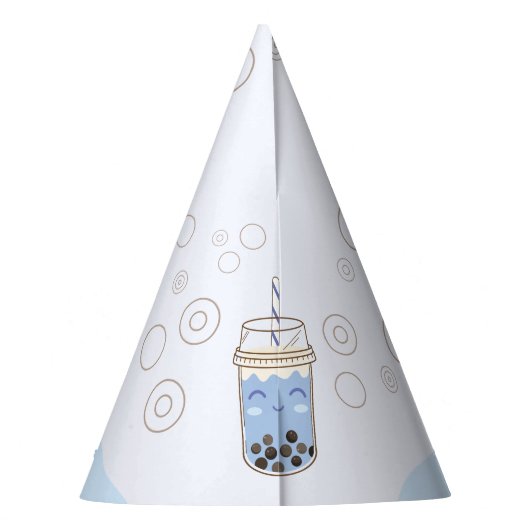 Schattigee Axolotl Blue Boba Tea Boys Verjaardag Feesthoedjes (Achterkant)