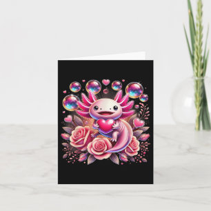 Schattigee Axolotl Holding Heart Romantische Valen Kaart