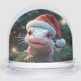Schattigee Axolotl in Santa Hat Christmas Snow Wer Sneeuwbol