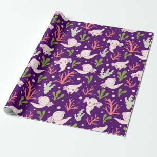Schattigee Axolotl Kawaii Schattig onder water Cadeaupapier