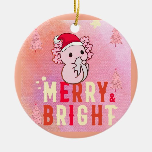 Schattigee axolotl-kerstmis keramisch ornament (Voorkant)