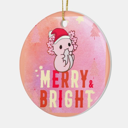 Schattigee axolotl-kerstmis keramisch ornament (Links)