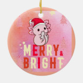 Schattigee axolotl-kerstmis keramisch ornament (Achterkant)