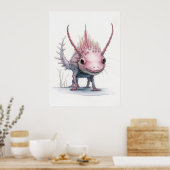 Schattigee Axolotl-kunst: Poster (Keuken)