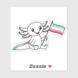Schattigee Axolotl met Abrosexual Pride Flag LGBTQ Sticker