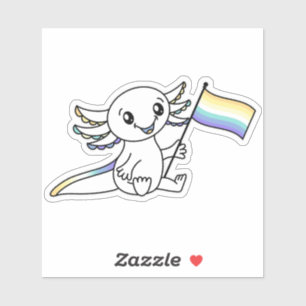 Schattigee Axolotl met Genderfaun Pride Flag LGBTQ Sticker