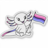 Schattigee Axolotl met Omnisexual Pride Flag LGBTQ Sticker (Voorkant)