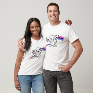 Schattigee Axolotl met Omnisexual Pride Flag LGBTQ T-shirt