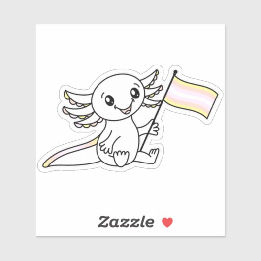 Schattigee Axolotl met Pangender Pride Flag LGBTQ+ Sticker (Vel)