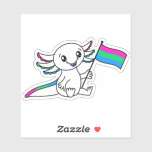 Schattigee Axolotl met Polysexual Pride Flag LGBTQ Sticker