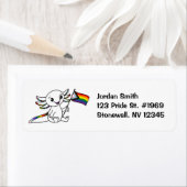 Schattigee Axolotl met Quasar Progress Pride Flag  Etiket (Insitu)
