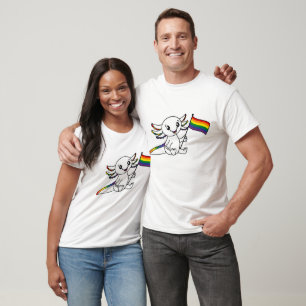 Schattigee Axolotl met Rainbow Pride Flag LGBTQ+ T-shirt