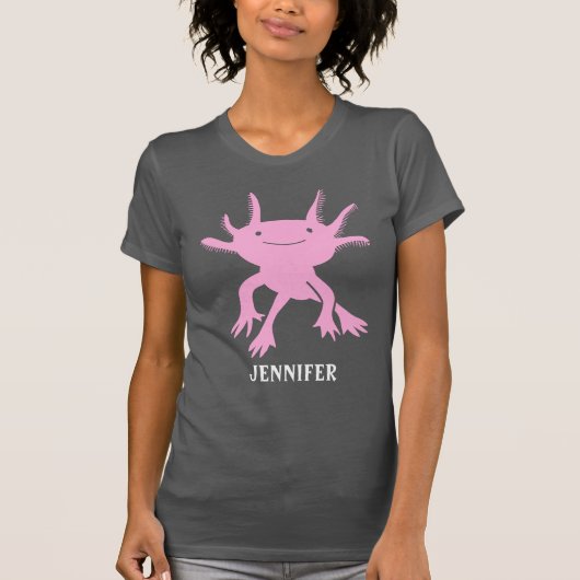 Schattigee Axolotl roze salamander gepersonaliseer T-shirt (Voorkant)