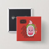 Schattigee Aziatische Kawaii Sushi Vierkante Button 5,1 Cm (Voorkant /achterkant)