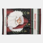 Schattigee baard grillige kerstman gepersonaliseer theedoek (Horizontaal)