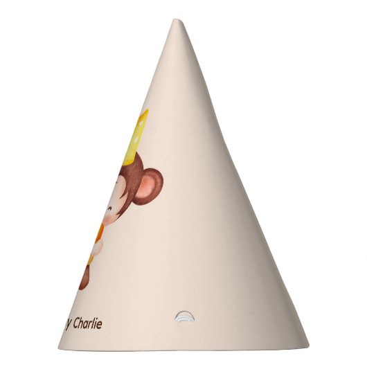 Schattigee Baby aap met ballon en taart, Verjaarda Feesthoedjes (Rechts)