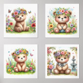 Schattigee Baby Beren Bloemenkwekerij Print Set (Voorkant)
