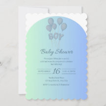 Schattigee Baby Blauw Baby shower Uitnodiging met 