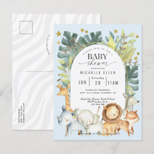 Schattigee Baby Boy Modern Safari oerwoud Animals Uitnodiging Briefkaart