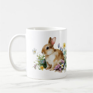 Schattigee Baby Bunny (Kleine Oren) met Bloemen Koffiemok