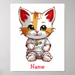 Schattigee Baby Cat aangepaste naam Poster