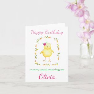 Schattigee Baby Chick met Bloemen Custom Girl Verj Kaart