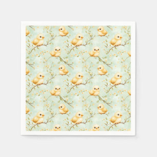 Schattigee Baby Chicks Mint Green Spring Bloempatr Servet