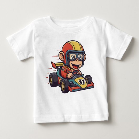 Schattigee Baby chimp race autocoureur (Voorkant)