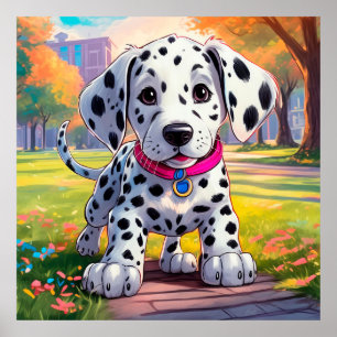 Schattigee baby Dalmatiër bij Urban Park Illustrat Poster