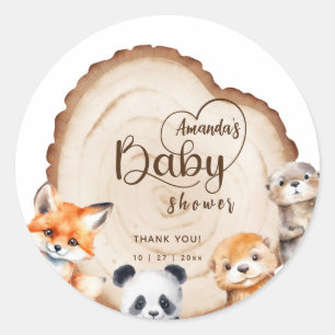Schattigee Baby Dieren Baby shower Dank u Ronde Sticker