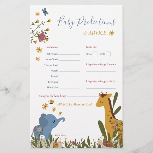 Schattigee Baby Dieren Bloemen Baby Voorspellingen (Voorkant)