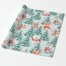 Schattigee Baby Dieren Kerst Wrapping Paper