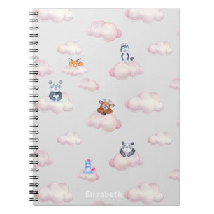 Schattigee baby dieren op wolken monogram notitieboek