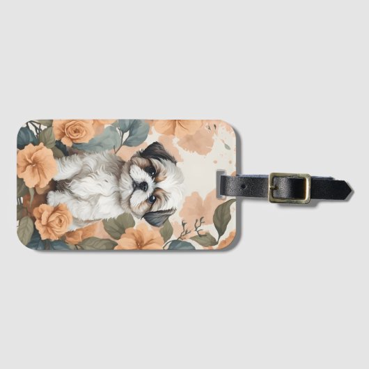 Schattigee Baby Dieren - Shih Tzu Puppy Bagagelabel (Voorkant (horizontaal))