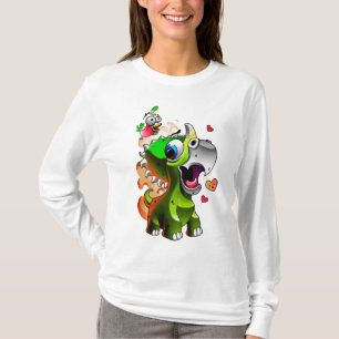 Schattigee Baby Dino & Vogelvrienden - Cartoon Din T-shirt